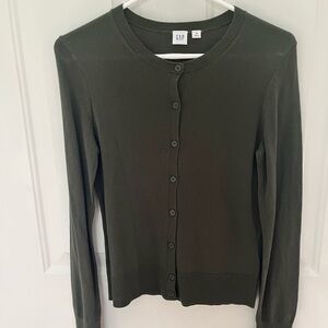 GAP Women's Olive Green Button-Front Cardigan Sweater